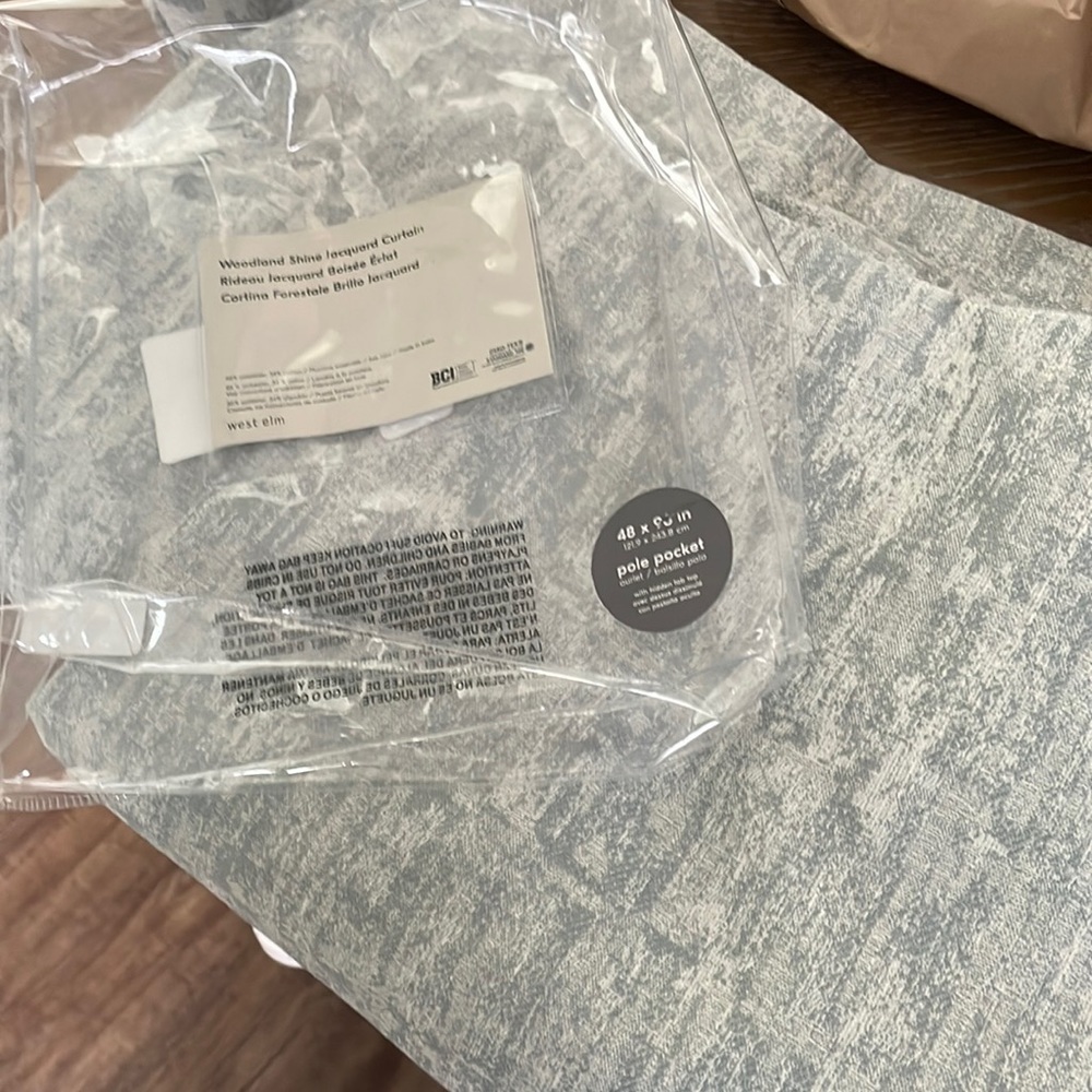 West Elm Light Blue and White Textured Curtain Panel
